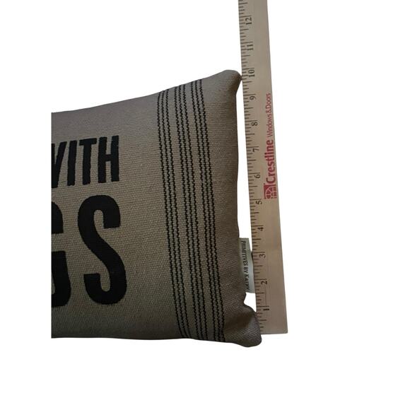 Throw Pillow “I Sleep With Dogs” 14”x 9” Soft Burlap Type Cotton Fabric - Picture 7 of 8